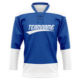 Custom Royal Blue & White Colors Design Sports Hockey Jersey HK01TBL031902