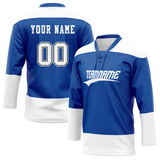 Custom Royal Blue & White Colors Design Sports Hockey Jersey HK01TBL031902