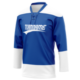 Custom Royal Blue & White Colors Design Sports Hockey Jersey HK01TBL031902