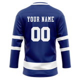 Custom Royal Blue & White Colors Design Sports Hockey Jersey HK01TML011902