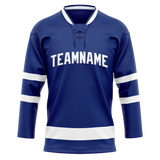 Custom Royal Blue & White Colors Design Sports Hockey Jersey HK01TML011902