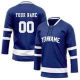 Custom Royal Blue & White Colors Design Sports Hockey Jersey HK01TML011902