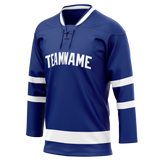 Custom Royal Blue & White Colors Design Sports Hockey Jersey HK01TML011902