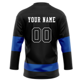 Custom Black & Royal Blue Colors Design Sports Hockey Jersey HK01TML020119