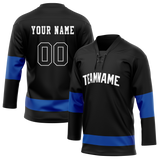 Custom Black & Royal Blue Colors Design Sports Hockey Jersey HK01TML020119