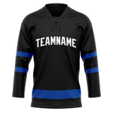 Custom Black & Royal Blue Colors Design Sports Hockey Jersey HK01TML030119