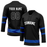 Custom Black & Royal Blue Colors Design Sports Hockey Jersey