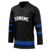 Custom Black & Royal Blue Colors Design Sports Hockey Jersey HK01TML030119