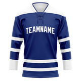 Custom Royal Blue & White Colors Design Sports Hockey Jersey HK01TML041902