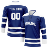 Custom Royal Blue & White Colors Design Sports Hockey Jersey