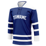 Custom Royal Blue & White Colors Design Sports Hockey Jersey HK01TML041902