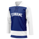 Custom Royal Blue & White Colors Design Sports Hockey Jersey HK01TML051902