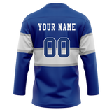 Custom Royal Blue & Silver Colors Design Sports Hockey Jersey HK01TML061904