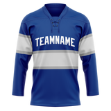 Custom Royal Blue & Silver Colors Design Sports Hockey Jersey HK01TML061904