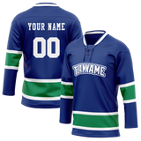 Custom Royal Blue & Kelly Green Colors Design Sports Hockey Jersey