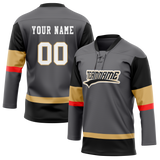 Custom Gray & Black Colors Design Sports Hockey Jersey HK01VGK020301