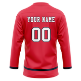 Custom Red & Navy Blue Colors Design Sports Hockey Jersey HK01WC010918