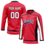 Custom Red & Navy Blue Colors Design Sports Hockey Jersey