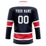 Custom Navy Blue & Red Colors Design Sports Hockey Jersey HK01WC021809