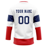 Custom White & Red Colors Design Sports Hockey Jersey HK01WC030209