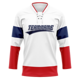 Custom White & Red Colors Design Sports Hockey Jersey HK01WC030209