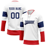 Custom White & Red Colors Design Sports Hockey Jersey