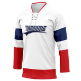 Custom White & Red Colors Design Sports Hockey Jersey HK01WC030209