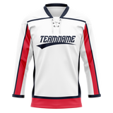 Custom White & Red Colors Design Sports Hockey Jersey HK01WC040209