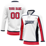 Custom White & Red Colors Design Sports Hockey Jersey HK01WC040209