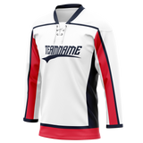 Custom White & Red Colors Design Sports Hockey Jersey HK01WC040209