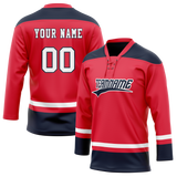 Custom Red & Navy Blue Colors Design Sports Hockey Jersey