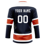 Custom Navy Blue & White Colors Design Sports Hockey Jersey HK01WC061802