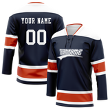 Custom Navy Blue & White Colors Design Sports Hockey Jersey