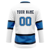 Custom White & Blue Colors Design Sports Hockey Jersey HK01WJ020220