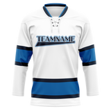 Custom White & Blue Colors Design Sports Hockey Jersey HK01WJ020220