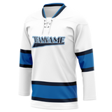 Custom White & Blue Colors Design Sports Hockey Jersey HK01WJ020220