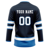 Custom Navy Blue & Blue Colors Design Sports Hockey Jersey HK01WJ031820