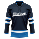 Custom Navy Blue & Blue Colors Design Sports Hockey Jersey HK01WJ031820