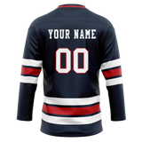 Custom Navy Blue & Red Colors Design Sports Hockey Jersey HK01WJ041809