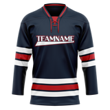 Custom Navy Blue & Red Colors Design Sports Hockey Jersey HK01WJ041809