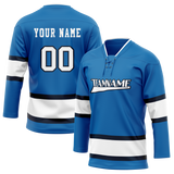 Custom Blue & White Colors Design Sports Hockey Jersey