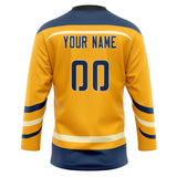 Custom Unisex Gold & Navy Pattern Hockey Jersey