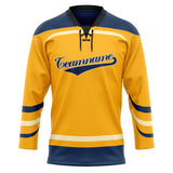 Custom Unisex Gold & Navy Pattern Hockey Jersey