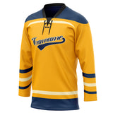 Custom Unisex Gold & Navy Pattern Hockey Jersey