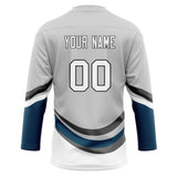 Custom Unisex Gray & Navy Pattern Hockey Jersey