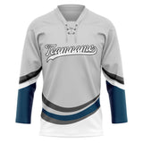 Custom Unisex Gray & Navy Pattern Hockey Jersey