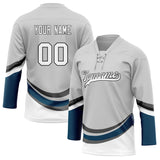 Custom Unisex Gray & Navy Pattern Hockey Jersey