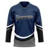 Custom Unisex Navy & Black Pattern Hockey Jersey