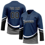 Custom Unisex Navy & Black Pattern Hockey Jersey