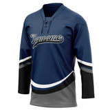 Custom Unisex Navy & Black Pattern Hockey Jersey